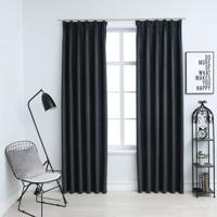 VidaXL Gordijnen verduisterend met haken 2 st 140x225 cm antraciet