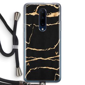 Gouden marmer: OnePlus 7 Pro Transparant Hoesje met koord