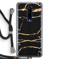 Gouden marmer: OnePlus 7 Pro Transparant Hoesje met koord