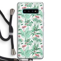 Flamingo bladeren: Samsung Galaxy S10 Plus Transparant Hoesje met koord
