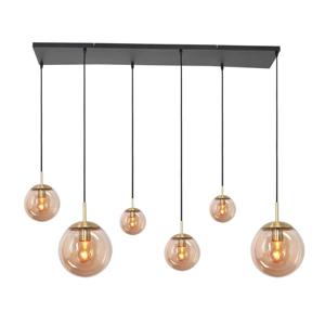 Steinhauer 6-lichts glazen hanglamp Bolique goud met amber glas 3499ME