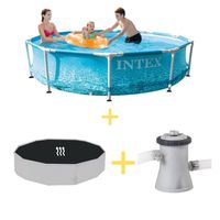 Intex Zwembad - Metal Frame - Strandzijde - 305 x 76 cm - Inclusief Solarzeil & Filterpomp - thumbnail