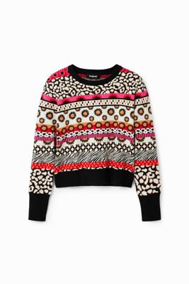 Korte trui met sierranden - RED - XL