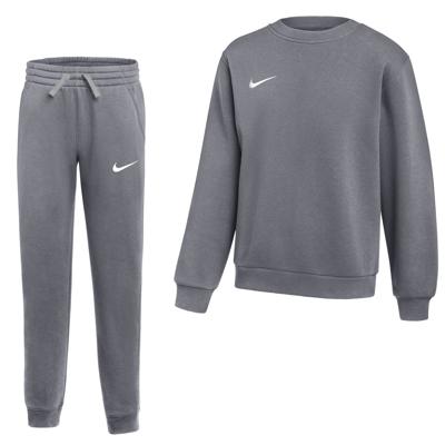 Nike Park 26 Fleece Crew Joggingpak Kids Donkergrijs Wit