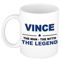 Naam cadeau mok/ beker Vince The man, The myth the legend 300 ml   -