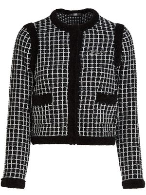 Karl Lagerfeld cardigan en tweed à plaque logo - Noir