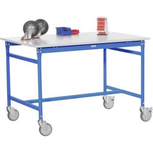 Manuflex BB4017.5012 Bijzettafel basismobiel met kunststof tafelblad in licht blauw RAL 5012, bxdxh: 1000 x 600 x 850 mm Lichtblauw (RAL 5012)