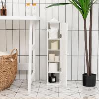 Vrijstaand Tissue Kast Toilet Tissue Opberg Toren Toiletpapier Houder met 3 Afneembare Planken Wit