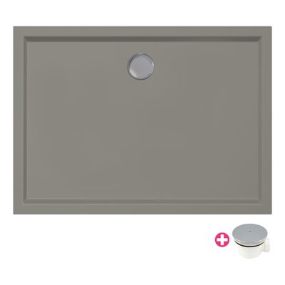 Douchevloer Xenz Mariana Plus | 100x90 cm | Incl.Afvoersifon-Chroom | Acryl | Rechthoekig | Cement