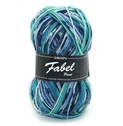 Drops Fabel Print 522 Turquoise/Blue