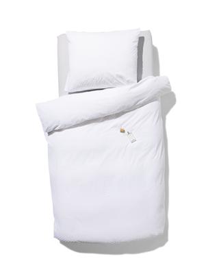 HEMA Dekbedovertrek 140x200/220cm zacht katoen structuur stip (wit)