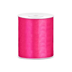 Satijnen sierlint breed - fuchsia roze - 10 cm x 25 meter - Cadeaulint - Hobby/knutselen linten