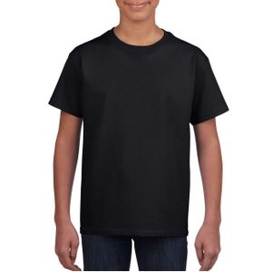 Zwart basic t-shirt met ronde hals voor kinderen / unisex van katoen XL (164-176)  -