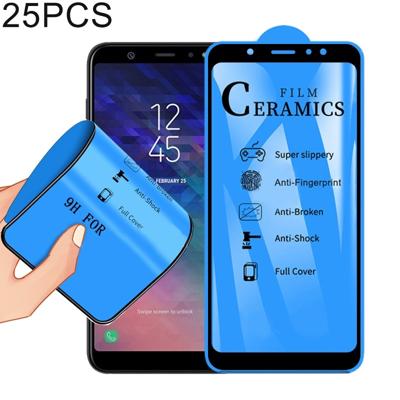 25 stuks 2.5 D volledige lijm volledige cover keramiek film voor Galaxy A6 plus (2018)
