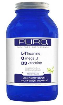 Puro L-Theanine Omega 3 Capsules Innerlijke Onrust 180Capsules Puro L-Theanine Omega 3 Capsules Innerlijke Onrust 180Capsules