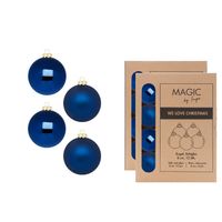 Kerstballen van glas - 24x - nacht blauw- 8 cm -milieubewust verpakt - Kerstbal - thumbnail