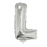 Opblaasbare letter ballons zilver 41 cm