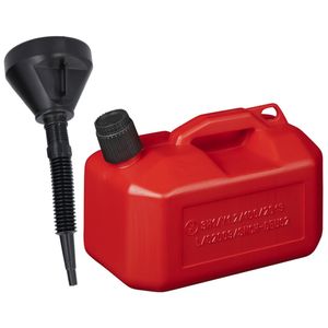 Jerrycan rood voor brandstof van 5 liter met een handige grote trechter