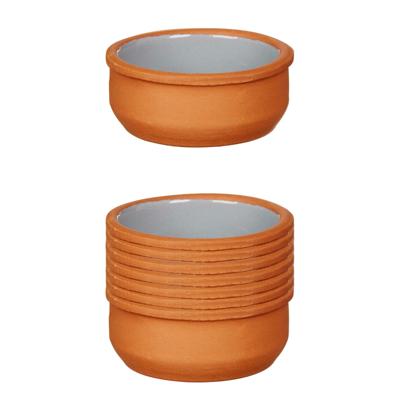 Tapas/creme brulee serveer schaaltjes - 12x - mini - terracotta/grijs - 8 x 4 cm