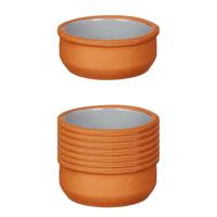 Tapas/creme brulee serveer schaaltjes - 12x - mini - terracotta/grijs - 8 x 4 cm