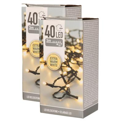 Kerstverlichting - 2x - warm wit - 40 LEDs - 3 m - kerstversiering - buiten