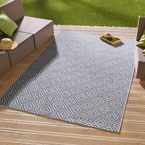 Buitenkleed Retro Patio - 140x200cm - Blauw Modern Vloerkleed - 123vloerkleed.nl is de online webshop voor vloerkleden en woonaccessoires.