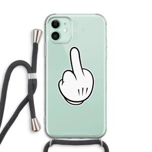 Middle finger white: iPhone 11 Transparant Hoesje met koord