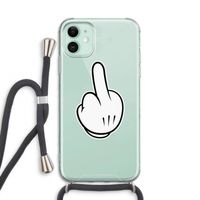 Middle finger white: iPhone 11 Transparant Hoesje met koord