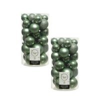 60x Salie groene kerstballen 4 - 5 - 6 cm kunststof mat/glans/glitter