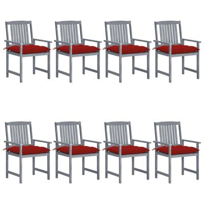 Tuinstoelen 8 st met kussens massief acaciahout grijs
