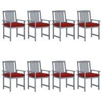 Tuinstoelen 8 st met kussens massief acaciahout grijs