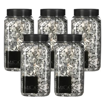 Mica Decorations decoratie steentjes - 5x - lichtgrijs - 650ml - hobby steentjes