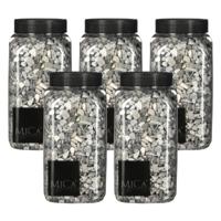 Mica Decorations decoratie steentjes - 5x - lichtgrijs - 650ml - hobby steentjes