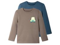 lupilu 2 baby thermoshirts (86/92, Blauw/bruin) - thumbnail