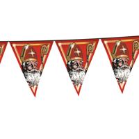 Sinterklaas met mijter en staf vlaggenlijn - slinger - rood - 500 cm - Sint versiering Sinterklaas met mijter en staf vlaggenlijn - slinger - rood - 500 cm - Sint versiering
