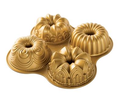 Nordic Ware Mini Tulband / Bakvorm Quartet Bundt Goud - Gietaluminium - 4 stuks