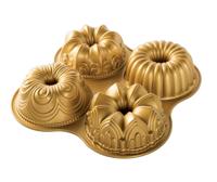 Nordic Ware Mini Tulband / Bakvorm Quartet Bundt Goud - Gietaluminium - 4 stuks