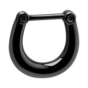 Zwarte Septum Clicker met scharnier Chirurgisch Staal 316L Neuspiercings