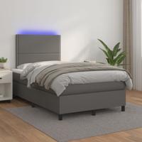 Boxspring met matras en LED kunstleer grijs 120x200 cm
