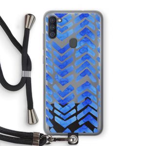Blauwe pijlen: Samsung Galaxy A11 Transparant Hoesje met koord