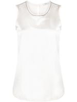 Peserico bead-embellished silk satin sleeveless top - Tons neutres - thumbnail