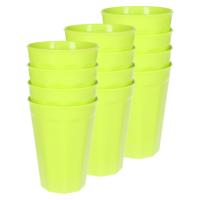 Verjaardag/kinder/camping drink bekers - 12x stuks - 300 ML - limegroen - kunststof - onbreekbaar