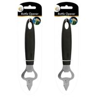 DID Flesopener - 2x - zwart - kunststof en RVS - 18 cm - Keukengerei - Flessen opener DID Flesopener - 2x - zwart - kunststof en RVS - 18 cm - Keukengerei - Flessen opener