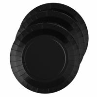 10x stuks feest gebaksbordjes zwart - karton - 17 cm - rond - thumbnail