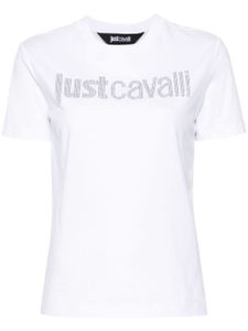 Just Cavalli t-shirt en coton à logo strassé - Blanc