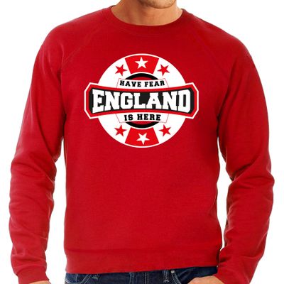 Have fear England is here / Engeland supporter sweater rood voor heren Have fear England is here / Engeland supporter sweater rood voor heren