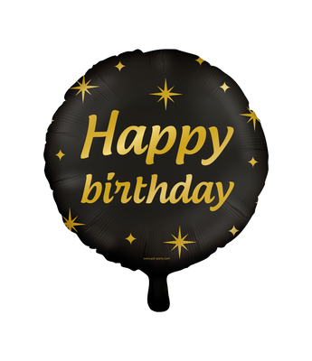 Classy Folieballon Happy Birthday Zwart/Goud (46cm)