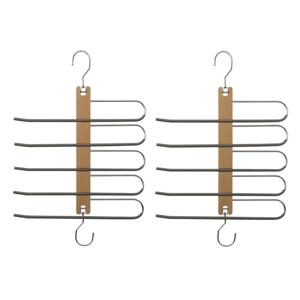 Kledingkast - Set van 2x stuks - 5 broeken - 33 x 49 cm - kleerhangers/broekhangers