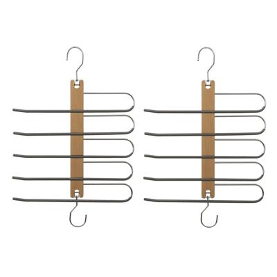 Kledingkast - Set van 2x stuks - 5 broeken - 33 x 49 cm - kleerhangers/broekhangers