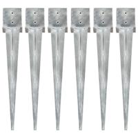 VidaXL Grondpinnen 6 st 14x14x91 cm gegalvaniseerd staal zilverkleurig